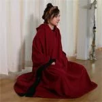 Meditatie poncho fleece bordeaux - Afbeelding 3