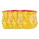 Brokaattasje geel gevoerd met rood -- 10X14 cm - Afbeelding 2