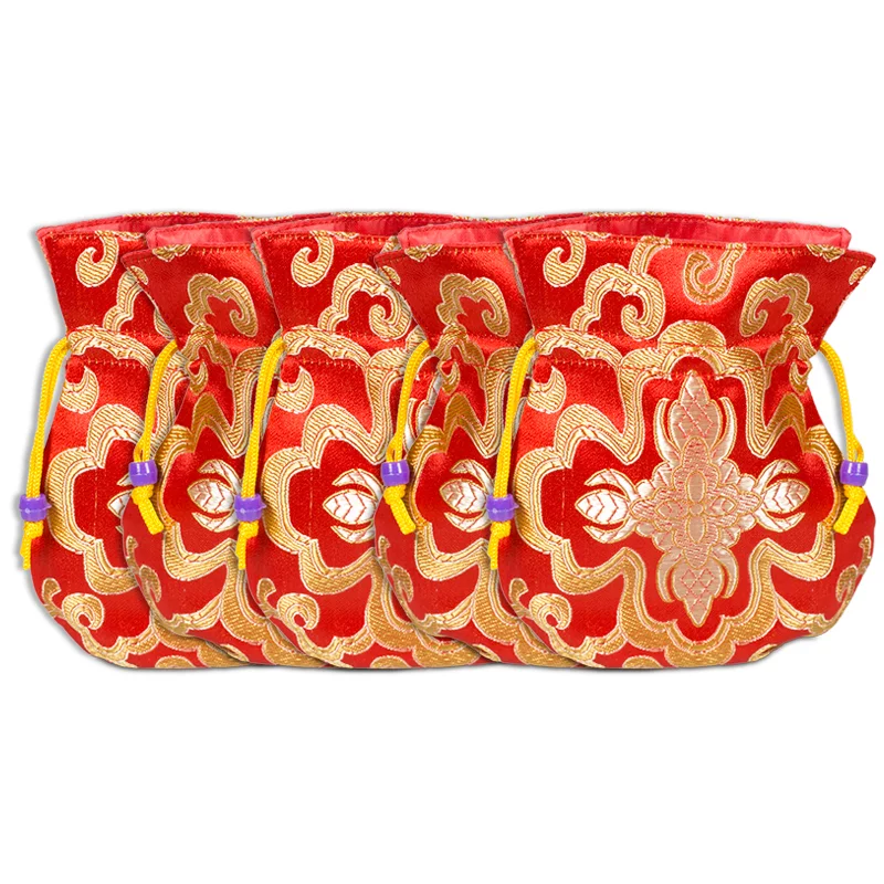 Brokaattasje rood gevoerd -- 10X14 cm - Afbeelding 2