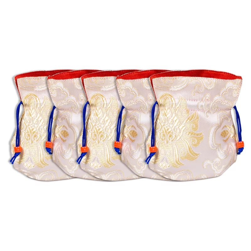 Brokaattasje gevoerd met rood -- 10X14 cm - Afbeelding 2