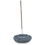 Lotus kaars- en wierookhouder zeepsteen grijs -- 10 cm - Afbeelding 3
