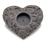 Hartvorm kaars- en wierookhouder zeepsteen grijs -- 9x11 cm - Afbeelding 2