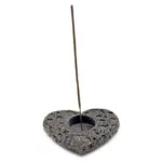 Hartvorm kaars- en wierookhouder zeepsteen grijs -- 9x11 cm - Afbeelding 3