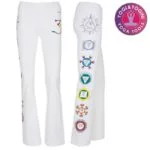 Yoga handgeschilderde chakra broek katoen wit L - Afbeelding 2