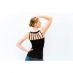 Yoga top Chaturanga bamboe naadloos zwart S-M - Afbeelding 2