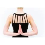 Yoga top Chaturanga bamboe naadloos zwart M-L - Afbeelding 3