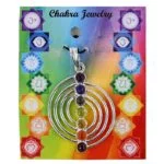 Spiraal hanger 7 chakra halfedelstenen verzilverd -- 4 cm - Afbeelding 2