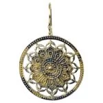 Oorbellen lotus mandala messing goudkleurig -- 3.5 cm - Afbeelding 2