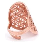 Ring bloem des levens messing koperkleur -- 3x2 cm - Afbeelding 2