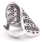 Ring bloem des levens messing zilverkleur -- 3x2 cm - Afbeelding 2