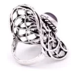 Ring seed of life met amethist zilverkleur -- 3.6x2.2 cm - Afbeelding 2