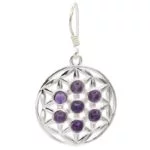 Oorbellen bloem des levens 925 zilver met amethist -- 2.2 cm - Afbeelding 2