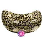 Meditatiekussen zwart goudbrokaat halve maan -- 1300 g; 33x1 - Afbeelding 2