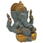 Ganesha grote oren grijs met gouden finish -- 1380 g; 14 cm - Afbeelding 2
