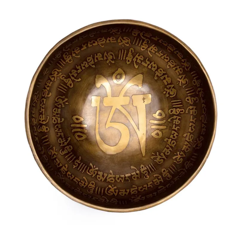 Klankschaal Tibet gegraveerd -- 1325-1500 g; 23x10 cm - Afbeelding 2