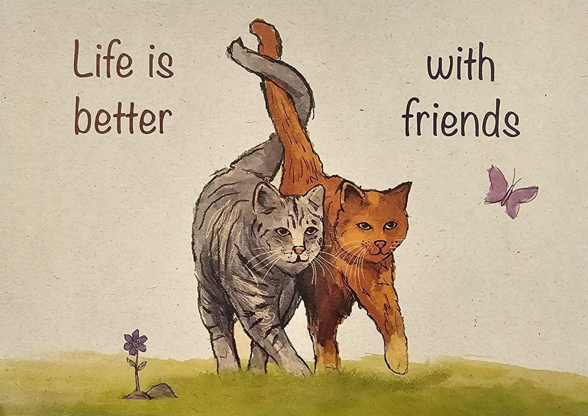 life-is-better-with-friends-kaart Ansichtkaarten Life is better.. -- 15x10.5 cm - Afbeelding 1