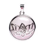 Hanger lotus ohm met rozenkwarts -- 3cm