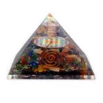 Bloem des levens chakra piramide met kristalpunt -- 7x7x6cm