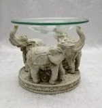 Witte oliebrander met 3 olifanten en los schaaltje