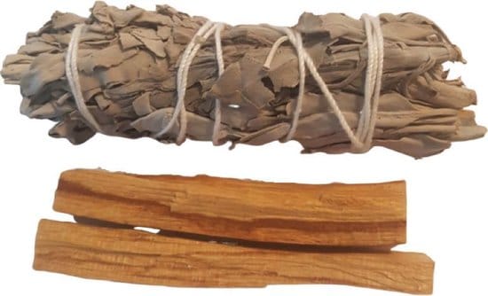 550x334 Smudge set - witte salie smudge stick - palo Santo - white sage - meditatie - yoga - huis reiniging - zuivering - Afbeelding 1