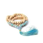 Tulsi mala met angeliet/ amazoniet AA kwaliteit in zakje