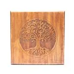 Houten bijzettafel levensboom -  30 cm x 30 cm x 23 cm - Afbeelding 5
