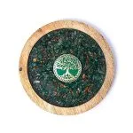 Onderzetter hout Levensboom, aventurijn & tijgeroog -  10 cm x 1.7 cm - Afbeelding 3