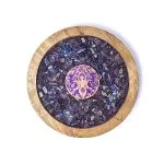 Onderzetter hout Godin, amethist & lapis lazuli - 10 cm x 1.7 cm