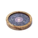 Onderzetter hout Godin, amethist & lapis lazuli - 10 cm x 1.7 cm - Afbeelding 2