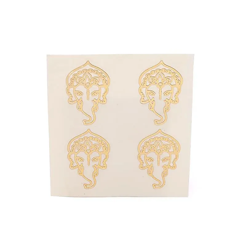 17388 Metalen sticker Ganesha goud 4x - Afbeelding 1