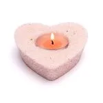 Waxinelichthouder hart rozenkwarts