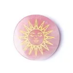 Gegraveerde mineraalschijf rozenkwarts zon - Afbeelding 2