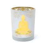 Sfeerlicht matglas/metallic Boeddha - 10 cm x 12,5 cm