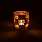 Sfeerlicht matglas/metallic Lotus - 7,3 cm x 8 cm - Afbeelding 3