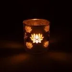 Sfeerlicht matglas/metallic Lotus - 7,3 cm x 8 cm - Afbeelding 2