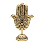 Deco Hand van Fatima op voet goudkleurig - 14,5 cm x 8 cm x 23 cm