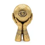 Deco Handen met Alziend Oog goudkleurig- 12,5 cm x 7,5 cm x 22 cm