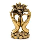 Deco Handen met Lotus goudkleurig - 14,5 cm x 10 cm x 25 cm