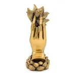 Deco Handen met Lotus goudkleurig - 14,5 cm x 10 cm x 25 cm - Afbeelding 3