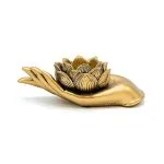 Theelichthouder Lotus hand goudkleurig-16 cm x 8 cm x 5.5 cm - Afbeelding 2