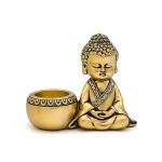 Theelichthouder Meditatie Boeddha rechts goudkleurig- 13 cm x 6 cm x 11 cm