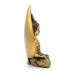 Meditatie Boeddhabeeld met Bodhiblad goudkleurig- 17 cm x 10 cm x 24 cm - Afbeelding 3