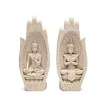 Namaste Mudra Handen met Boeddha’s zandkleur - 21 cm