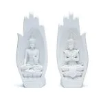 Namaste Mudra Handen met Boeddha's wit - 21 cm