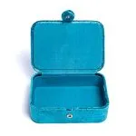 Sieraden / tarotdoos fluweel blauw met bloemen -  11 cm x 15.5 cm x 5 cm - Afbeelding 2