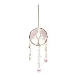 Suncatcher met levensboom en rozenkwarts