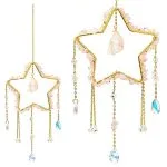 Suncatcher ster met rozenkwarts- 12 cm x 34 cm