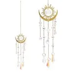 Suncatcher zon en halve maan met kristalglas 8 cm x 44 cm
