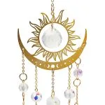 Suncatcher zon en halve maan met kristalglas 8 cm x 44 cm - Afbeelding 3