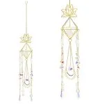 Suncatcher lotus en vlinders met bergkristal- 9 cm x 51 cm